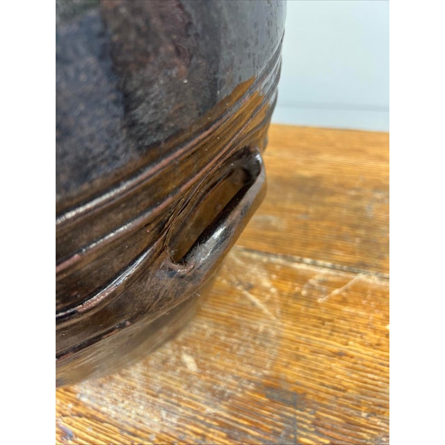 Antique Redware Korean Traditional Onggi Fermentation Jar, With Lid, Circa 1920’s For Sale - Image 9 of 12