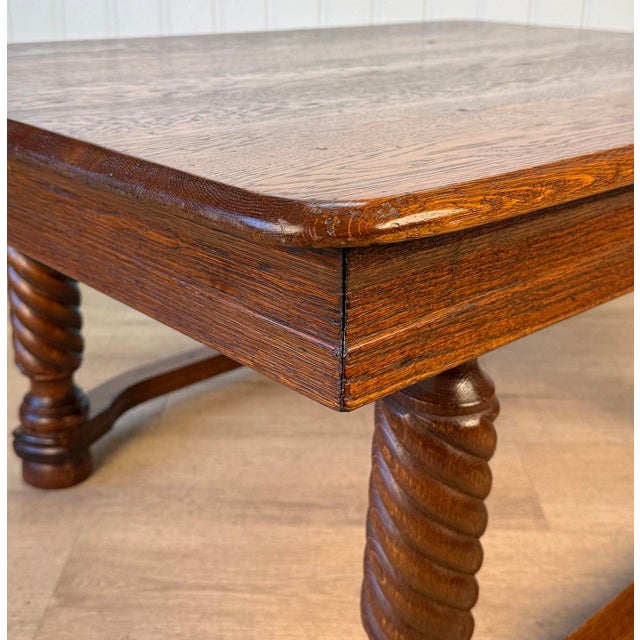 Wood Antique Traditional Oak Barley Twist Rectangle Low Cocktail Coffee Table For Sale - Image 7 of 10