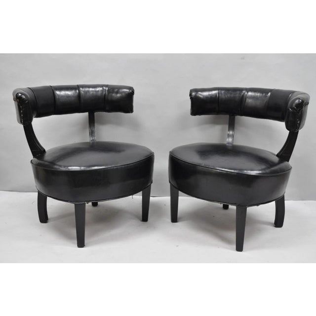Mid-Century Modern Vintage Mid Century Modern Low Black Barrel Back Lounge Club Chairs - A Pair For Sale - Image 3 of 18