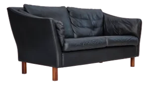 Vintage Danish Two-Seater Sofa in Leather and Teak, 1970s