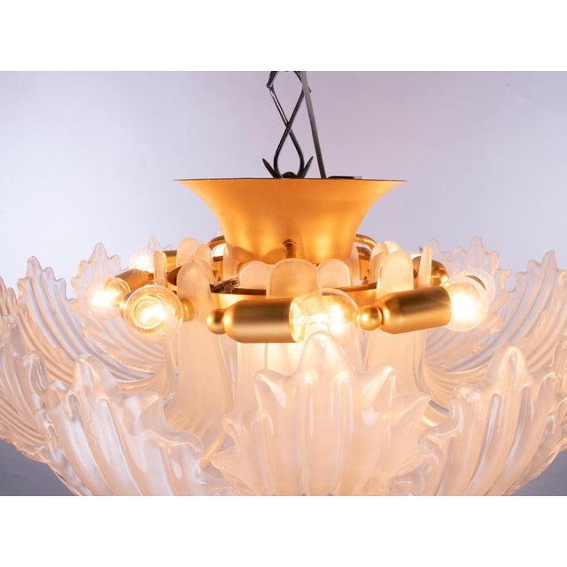 Gold Vintage Flush Mount in Glass and Brass in the style of Barovier & Toso, 1980s For Sale - Image 8 of 10