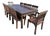 Anglo-Indian Raj Table and Chairs with Metal Decor, 1920s, Set of 11 For Sale