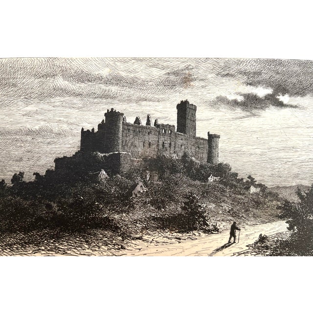 Antique French Etching of Château De Castelnau-Bretenou c.1880 For Sale - Image 4 of 5