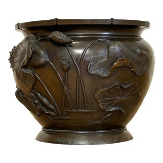Large c.1900 Meiji Period Antique Japanese Bronze Vase For Sale