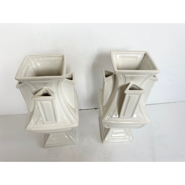 1980s Mid Century Modern Italian Vases -a Pair For Sale - Image 5 of 9