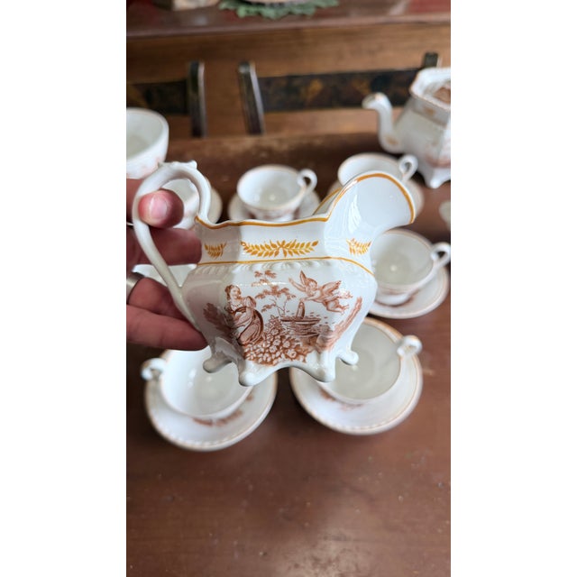 Rare Antique English Bone China Bat Printed Tea Service, by Ridgway, Pattern 1684/2, Circa 1830s - 22 pcs For Sale - Image 14 of 18