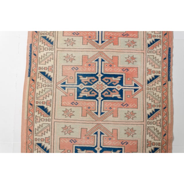 1960s Bold Geometric Medallions in Terracotta & Navy Rug For Sale - Image 4 of 10