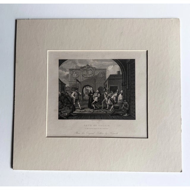 French 2 Antique Engraving Prints W/Mats Industry and Idleness and Gate of Calais For Sale - Image 3 of 12