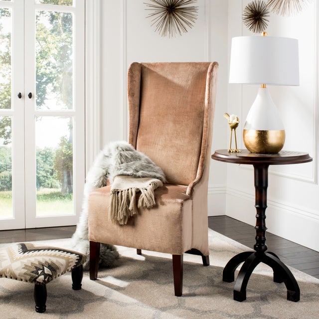 Brown 20''H Velvet Dining Chair, Dark Champagne & Cherry Mahogany For Sale - Image 8 of 11