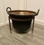 Hand beaten copper cooking cauldron on stand, log basket. This is a lovely early Cooking Pot, it is made in hand beaten...