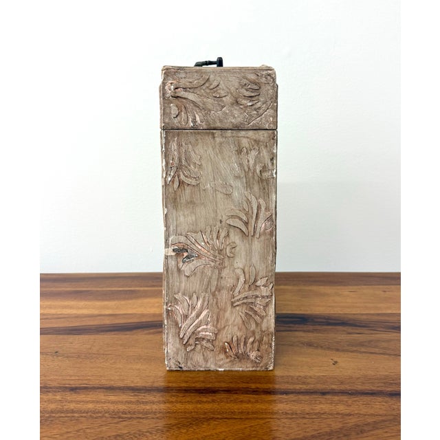 Metal Vintage Hand Painted Faux Bois Two-Bottle Wine Storage Chest For Sale - Image 7 of 9