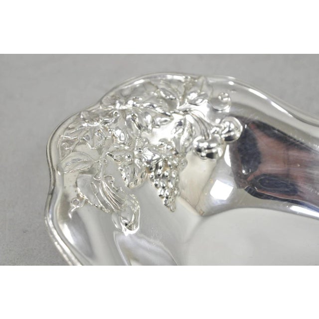 Metal Early 20th Century Superior Silver Grapevine Repousse Silver Plated Bread Plate Tray Trinket Dish For Sale - Image 7 of 11