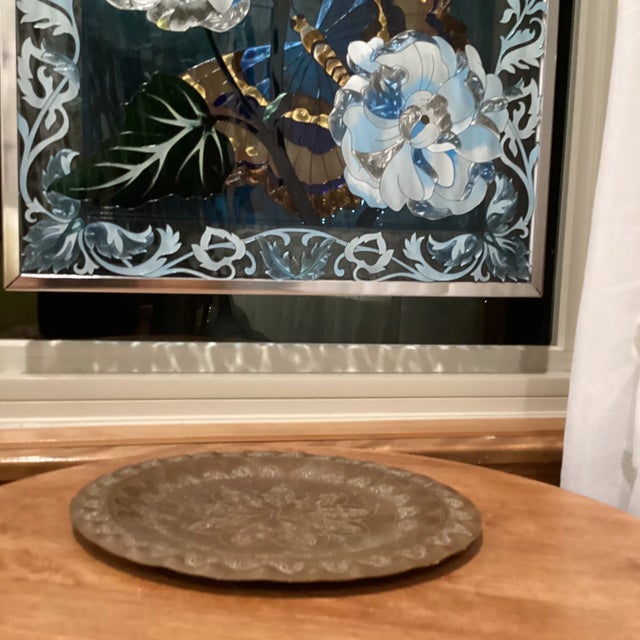 Late 19th Century Antique Highly Crafted and Detailed Moroccan Cooper Plate For Sale - Image 11 of 13