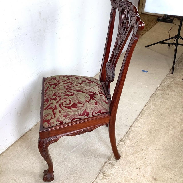 Set of Six Chippendale Style Mahogany Dining Chairs, Carved Splat Backs, Ball-and-Claw Feet For Sale - Image 4 of 12