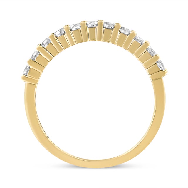 Contemporary IGI Certified 1/2 Cttw Diamond 10K Yellow Gold Prong Set Fluted Band Style Wedding Ring - Size 6 For Sale - Image 3 of 6