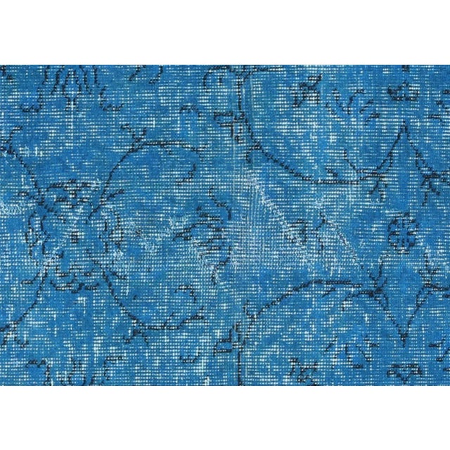 1960s Turkish Dyed Rug. Hand woven with wool on cotton foundation in Turkey. Refinished and dyed in the U.S. Distressed...