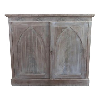 Small Antique Bleached Buffet with Gothic Arch Door Panels, 1820 For Sale
