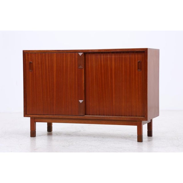 2000 - 2009 Mid-Century Mahogany Commode with Sliding Doors For Sale - Image 5 of 17