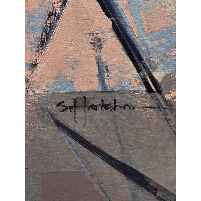 2010s Towers Three by Stephanie Hartshorn | Oil Painting of three water towers on stilts For Sale - Image 5 of 5
