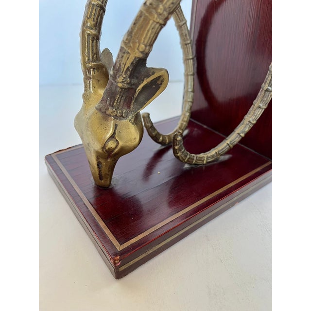 Metal Vintage Brass Bookends - Baby Elephant and Ibex - A Pair For Sale - Image 7 of 12