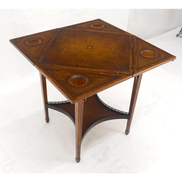 Theodore Alexander One Drawer Leather Top Folding Top Game Table MINT For Sale - Image 15 of 18