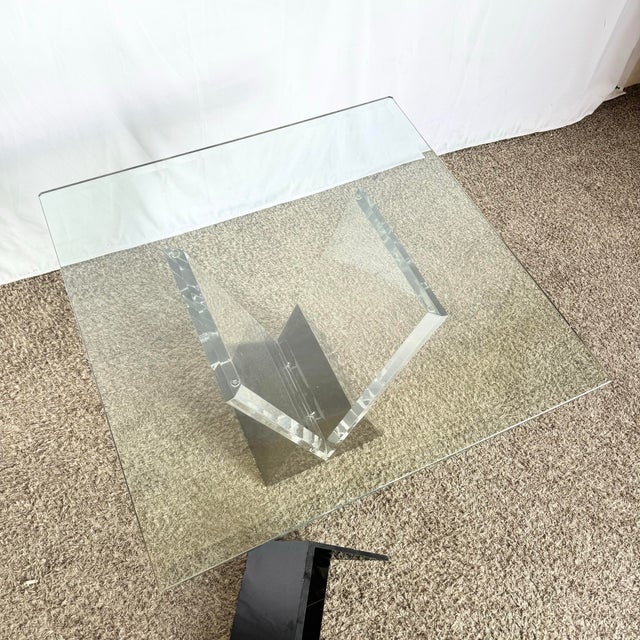 Art Deco Black Plastic and Lucite Glass Top Side Table by Shlomi Haziza For Sale In Miami - Image 6 of 9