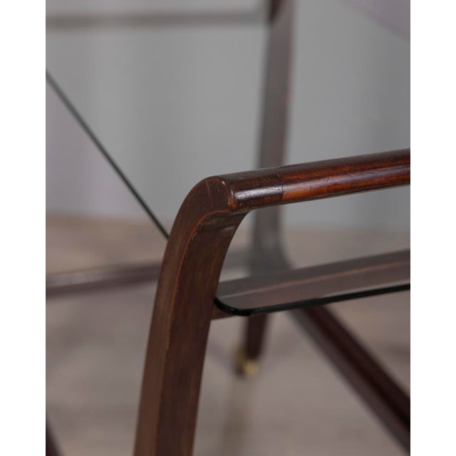 Brown Vintage Italian Wood and Glass Food Trolley, 1940s For Sale - Image 8 of 11