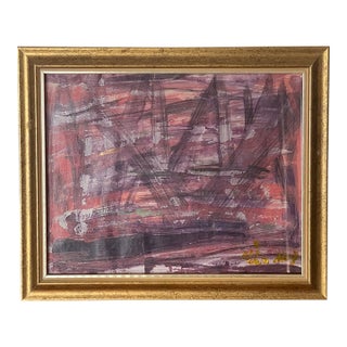 Contemporary Abstract Purple Painting by Elia Framed For Sale