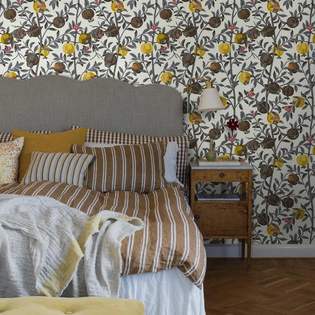 Mid-Century Modern Borastapeter Granatapple Wallpaper in Slate and Ochre For Sale - Image 3 of 4