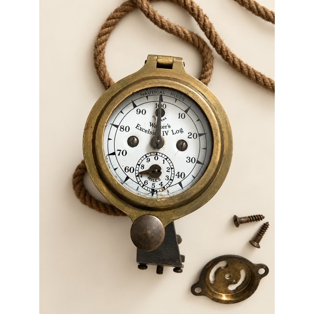 Metal Vintage British Excelsior IV Nautical Patent Log in Wooden Case from Thomas Walkers & Son, 1940s For Sale - Image 7 of 10