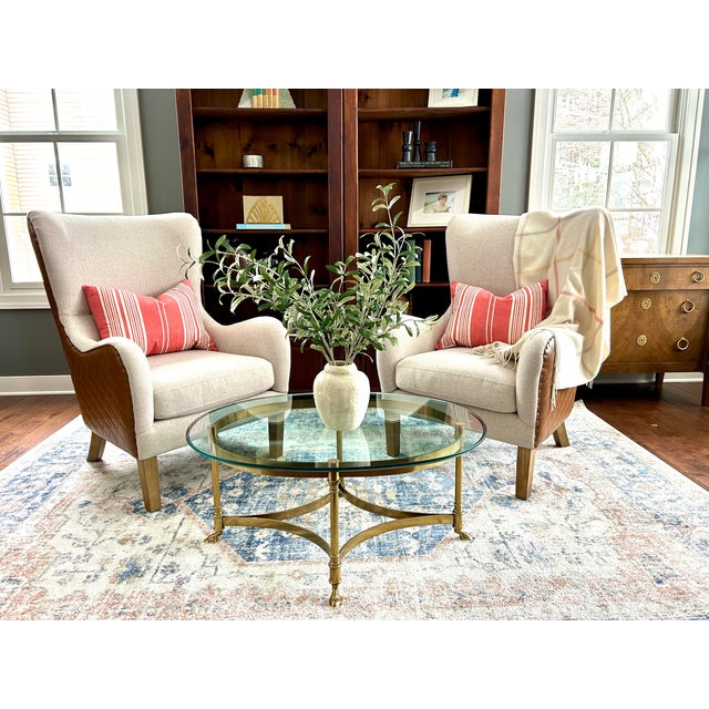 Mid Century LaBarge Petite Oval Brass and Glass Coffee Table For Sale - Image 11 of 11