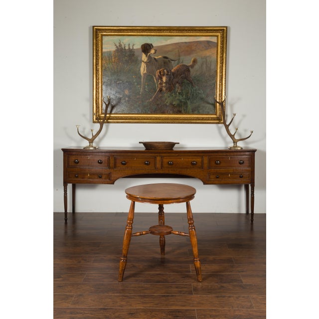 Brown English 1860s Cricket Table with Turned Legs and Circular Sycamore Top For Sale - Image 8 of 12
