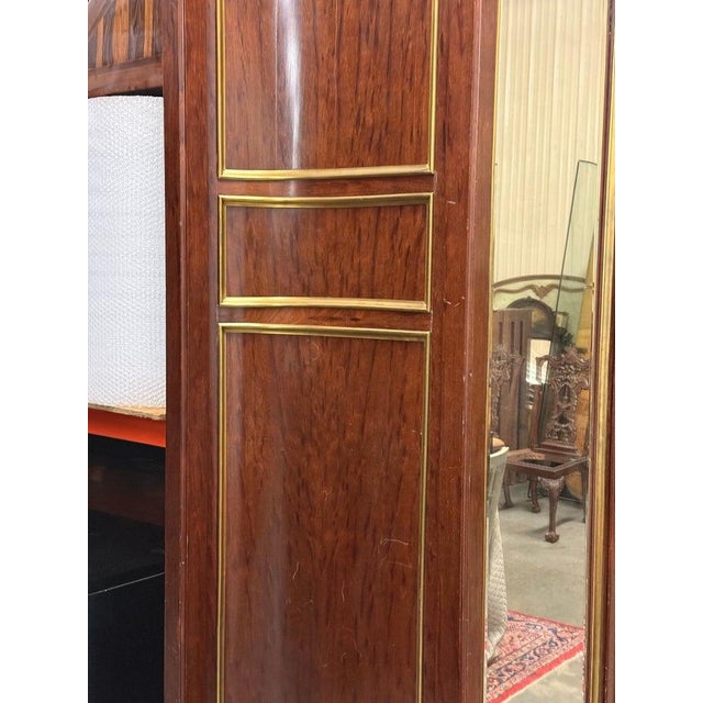 Directoire Louis XVI Style Bronze and Brass Trimmed Beveled Mirror Armoire For Sale - Image 9 of 13