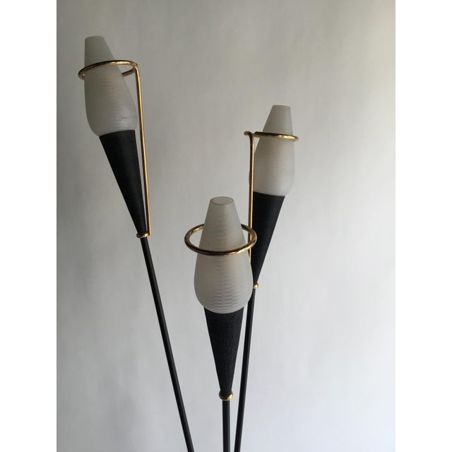 Metal Vintage French Metal and Glass Floor Lamp, 1960 For Sale - Image 7 of 11