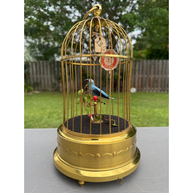 1950s Karl Griesbaum Made in Germany Mechanical Singing Bird Cage Automaton - New in Box For Sale - Image 6 of 17
