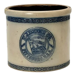 Rare Antique American Pittsburg Pennsylvania Stoneware H J Heinz Company Advertising Pickle Crock - Circa 1890s