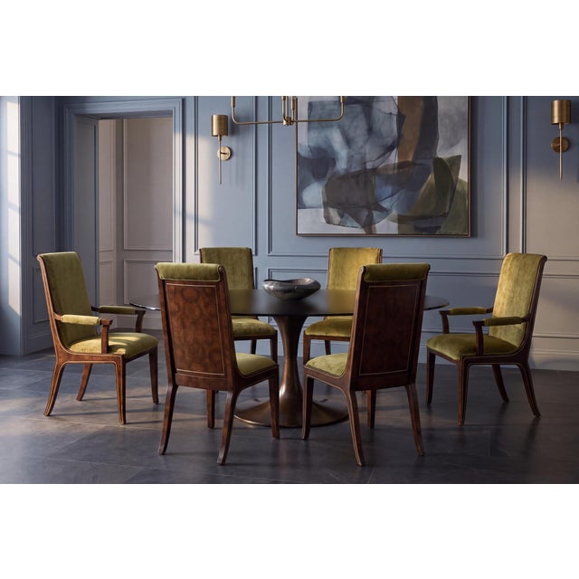 Mid-Century Modern Mastercraft-Attributed Burl Wood & Brass Dining Chairs, Set of 6, 1970s For Sale - Image 3 of 18
