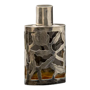 Early 20th Century Sterling Silver Over Glass Perfume Bottle