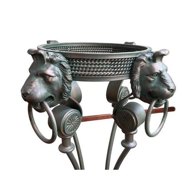 1960s Pair of Neoclassical Lion-Head Plant Stands With Faux-Marble Base For Sale - Image 10 of 17