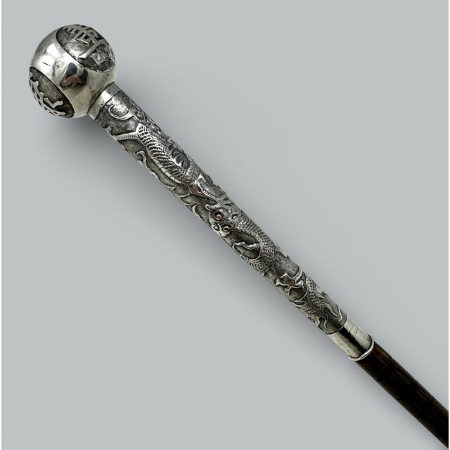 Chinese Antique Chinese Claw Dragon Ladys Gentleman's Wooden Walking Stick Dress Cane For Sale - Image 3 of 9