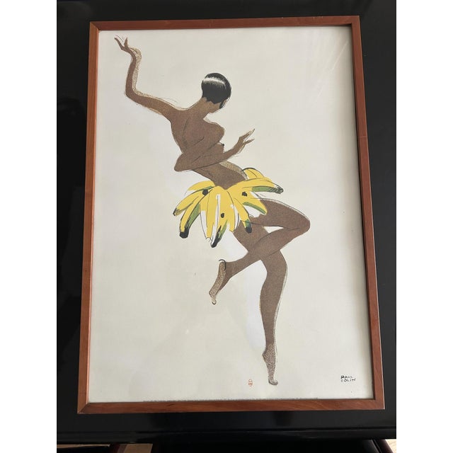 Magnificent art print/reproduction of the famous illustration of Josephine Baker in her iconic "banana belt," originally...
