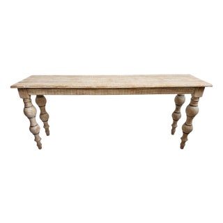 Washed Ball Leg Console Table For Sale