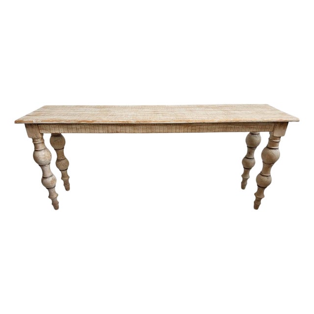 Washed Ball Leg Console Table For Sale