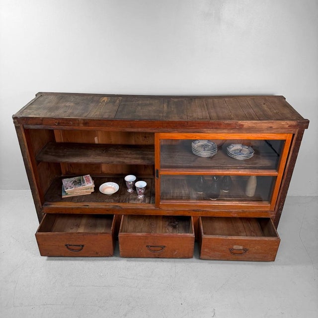 Antique Japanese Shop Counter with Glass Display and Drawers, 1920s For Sale - Image 16 of 18