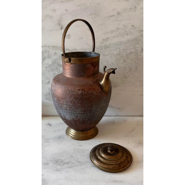 Metal Large Antique Italian Copper Hot Water Kettle For Sale - Image 7 of 13