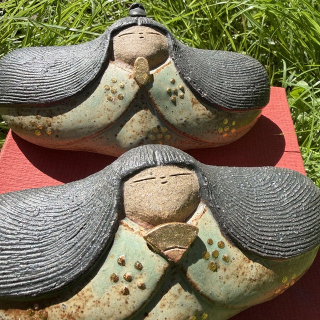 1970s Vintage Japanese Hina Figures in Ceramic, Japan, 1970s, Set of 2 For Sale - Image 5 of 16