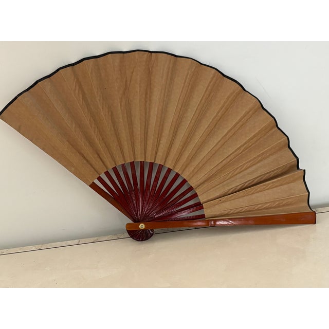 Vintage Japanese Hand Painted Gold Fan With Seven Figures For Sale - Image 6 of 7