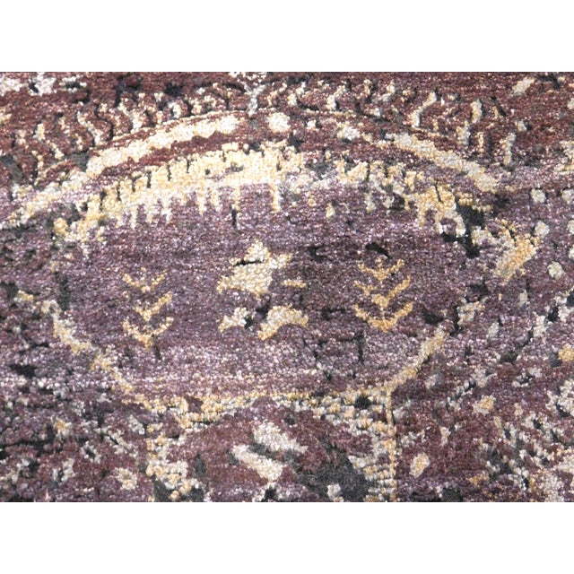 Textile Hand Knotted Bamboo Silk and Wool Rug in High and Low Texture. 7'10"x 9'9" For Sale - Image 7 of 18