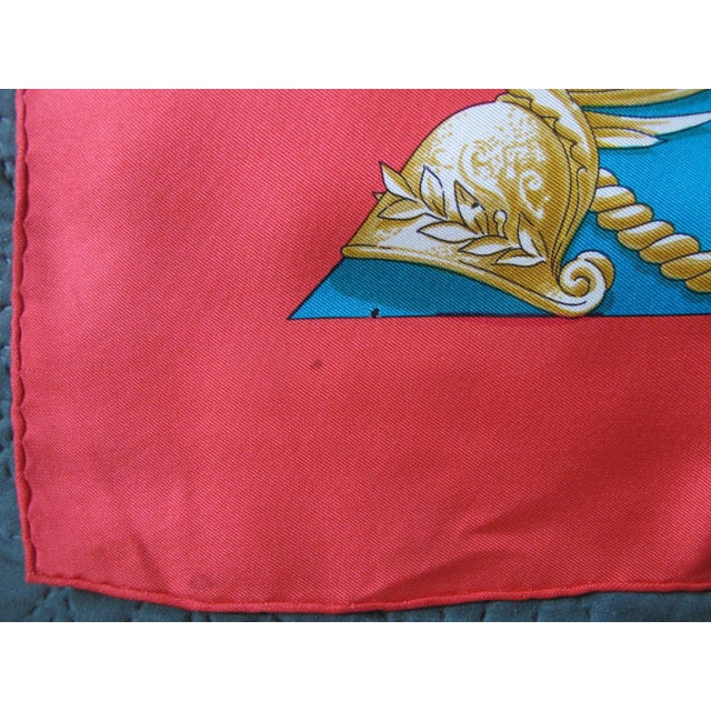 Textile Hermes France Carre 90 La Marine a Rames Rowing Navy Red Silk Scarf For Sale - Image 7 of 10