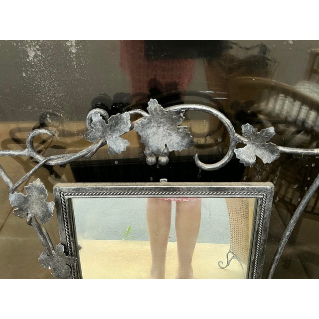 Wood Garden Iron and Wicker Plant Stand Console Table With Mirror & Umbrella Stand For Sale - Image 7 of 10